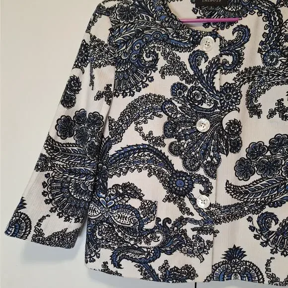 Talbots Elegant Blue Paisley Blazer EUC Womens Size 8 - Picture 2 of 7